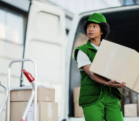 Woman carrying a box